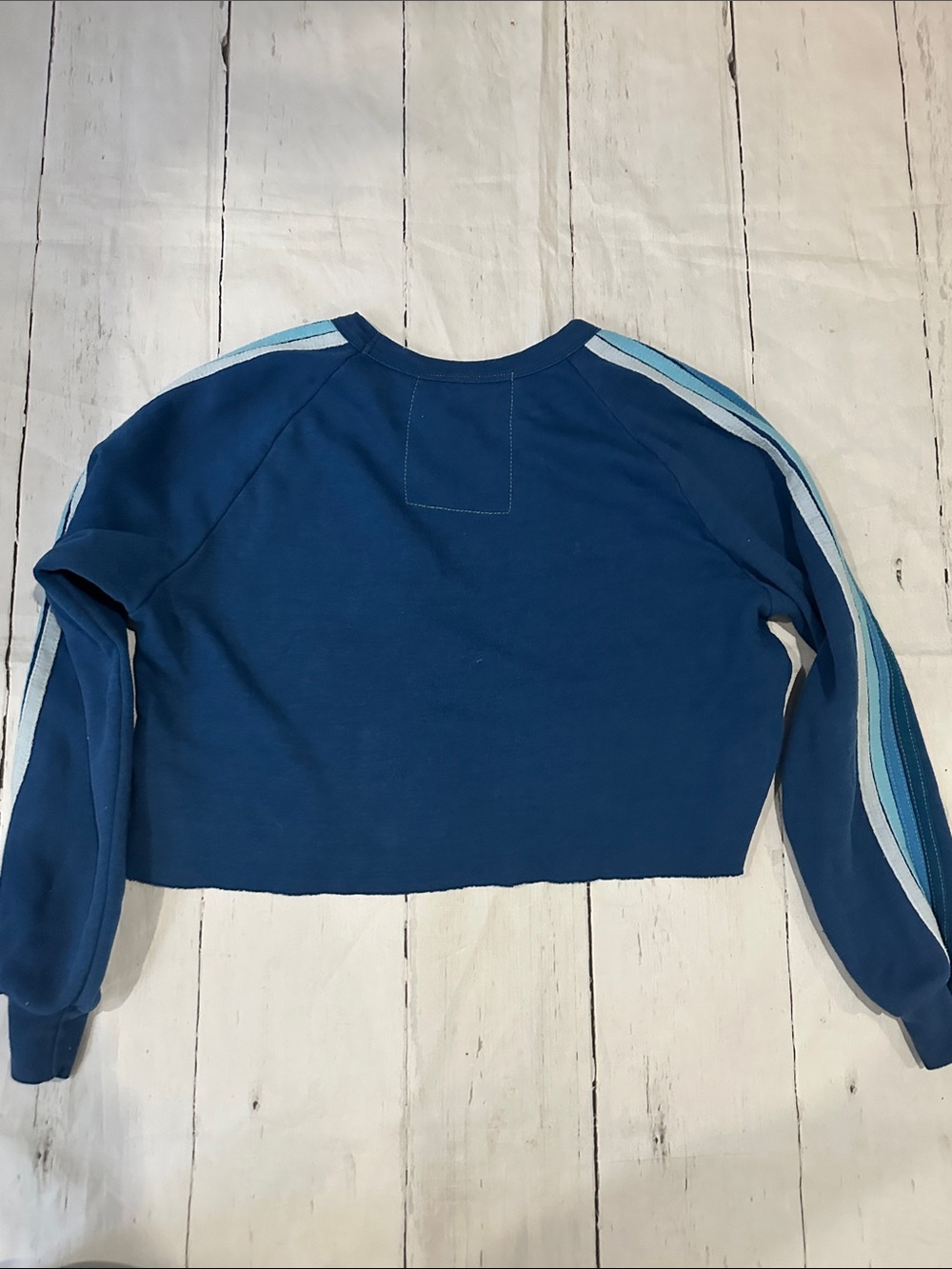 Aviator Nation bolt embroidery Cropped classic Sweatshirt with Blue Stripes - Picture 10 of 11